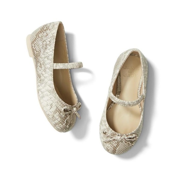 Janie and Jack Snakeskin Bow Flat Shoes Snakeprint - Picture 2 of 6